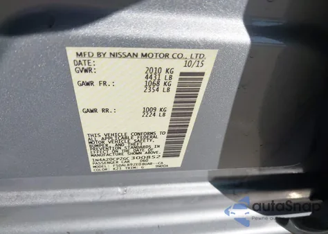 2016 Nissan Leaf S из США, поврежденный, VIN 1N4AZ0CP2GC300852